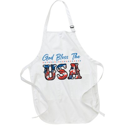 God Bless The USA Red White Blue Flag Patriotic 4th Of July  Apron