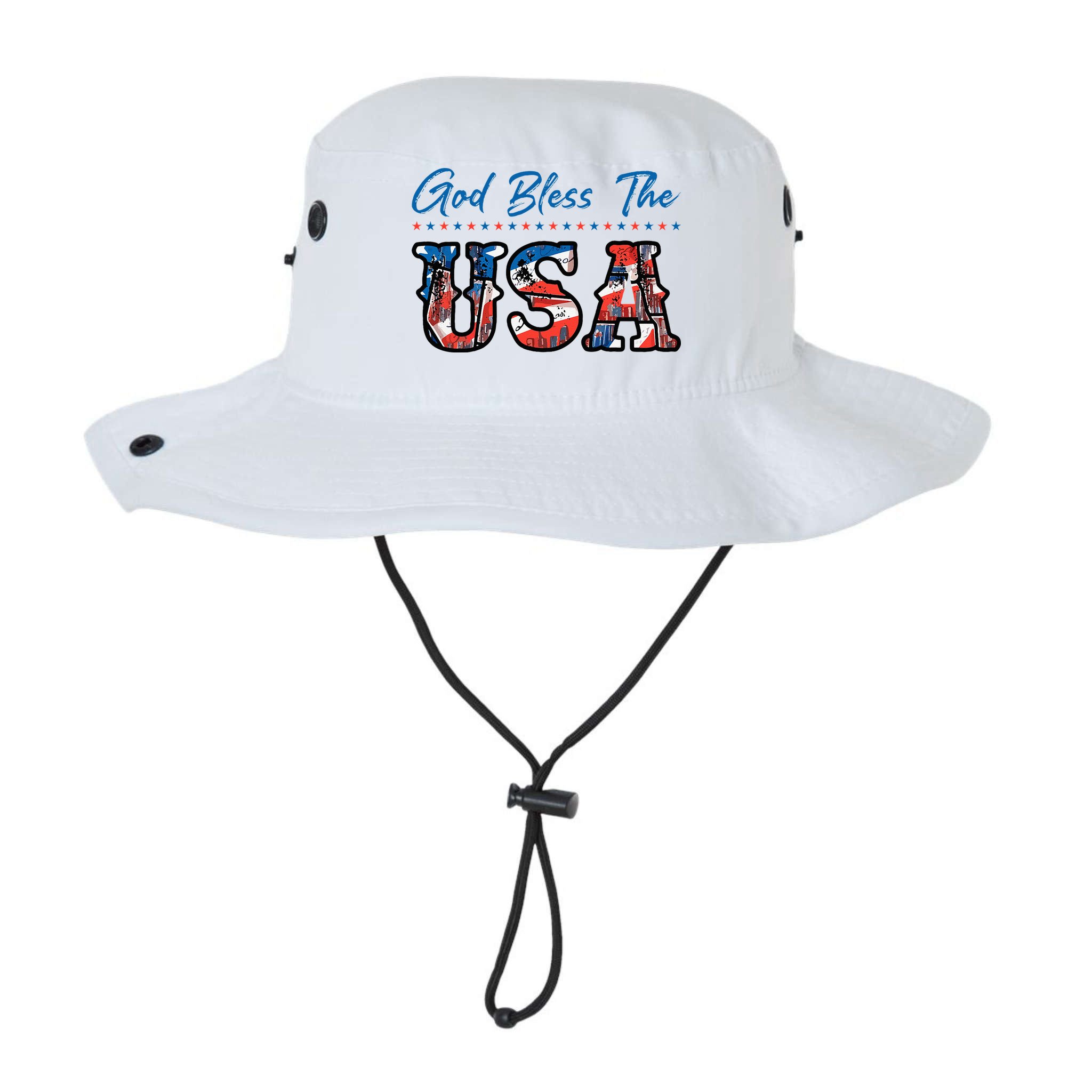God Bless The USA Red White Blue Flag Patriotic 4th Of July  Bucket Hat