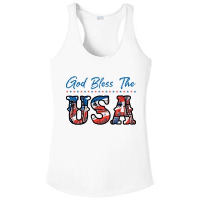 God Bless The USA Red White Blue Flag Patriotic 4th Of July  Ladies PosiCharge Competitor Racerback Tank