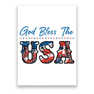 God Bless The USA Red White Blue Flag Patriotic 4th Of July  Poster