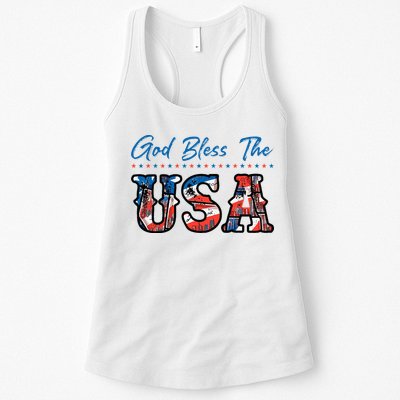 God Bless The USA Red White Blue Flag Patriotic 4th Of July  Womens Tank Top
