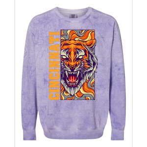 Growling Bengal Tiger Colorblast Crewneck Sweatshirt