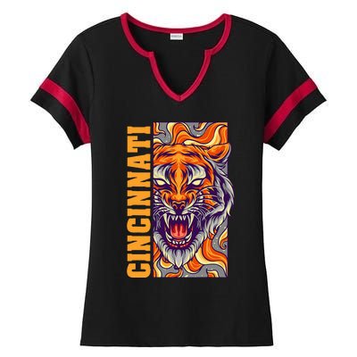 Growling Bengal Tiger Ladies Halftime Notch Neck Tee