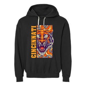 Growling Bengal Tiger Garment-Dyed Fleece Hoodie