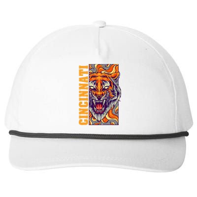 Growling Bengal Tiger Snapback Five-Panel Rope Hat