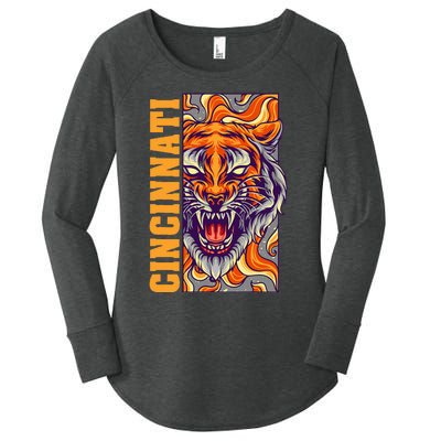 Growling Bengal Tiger Women's Perfect Tri Tunic Long Sleeve Shirt