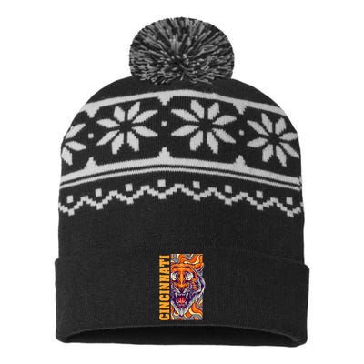 Growling Bengal Tiger USA-Made Snowflake Beanie