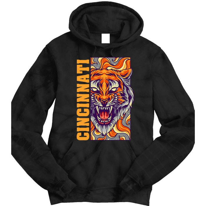 Growling Bengal Tiger Tie Dye Hoodie