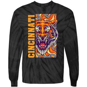 Growling Bengal Tiger Tie-Dye Long Sleeve Shirt