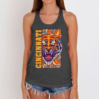 Growling Bengal Tiger Women's Knotted Racerback Tank