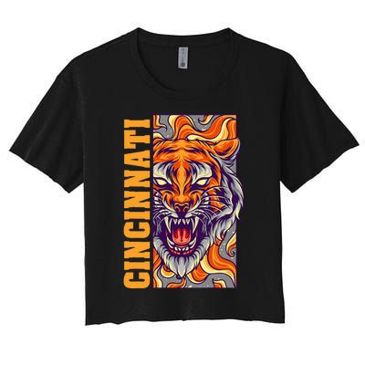 Growling Bengal Tiger Women's Crop Top Tee