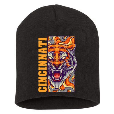 Growling Bengal Tiger Short Acrylic Beanie