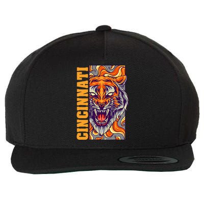 Growling Bengal Tiger Wool Snapback Cap