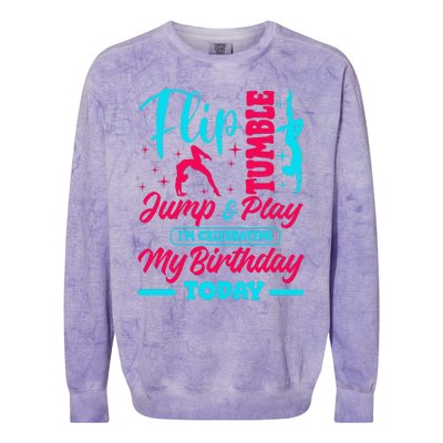 Gymnastic Birthday Theme Jump Gymnast Bday Party Acrobat Colorblast Crewneck Sweatshirt