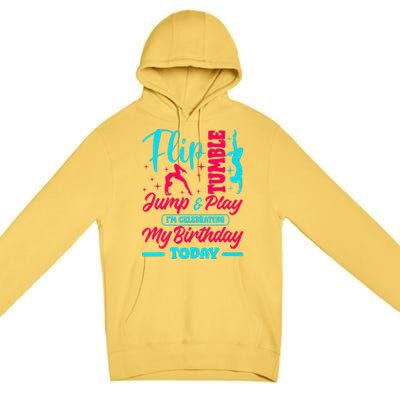 Gymnastic Birthday Theme Jump Gymnast Bday Party Acrobat Premium Pullover Hoodie