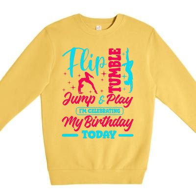 Gymnastic Birthday Theme Jump Gymnast Bday Party Acrobat Premium Crewneck Sweatshirt