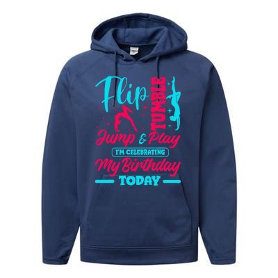 Gymnastic Birthday Theme Jump Gymnast Bday Party Acrobat Performance Fleece Hoodie