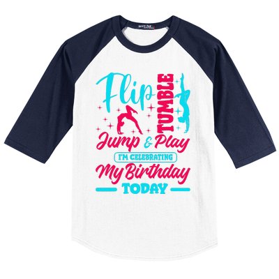 Gymnastic Birthday Theme Jump Gymnast Bday Party Acrobat Baseball Sleeve Shirt