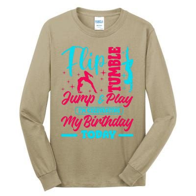 Gymnastic Birthday Theme Jump Gymnast Bday Party Acrobat Tall Long Sleeve T-Shirt