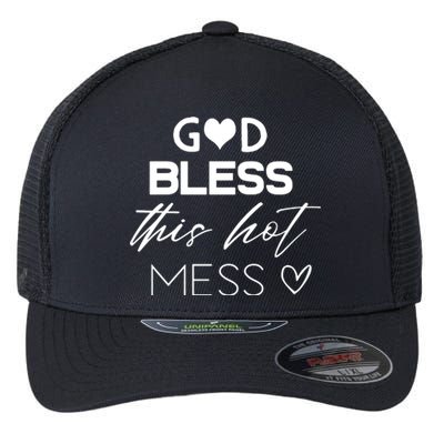 God Bless This Hot Mess Flexfit Unipanel Trucker Cap