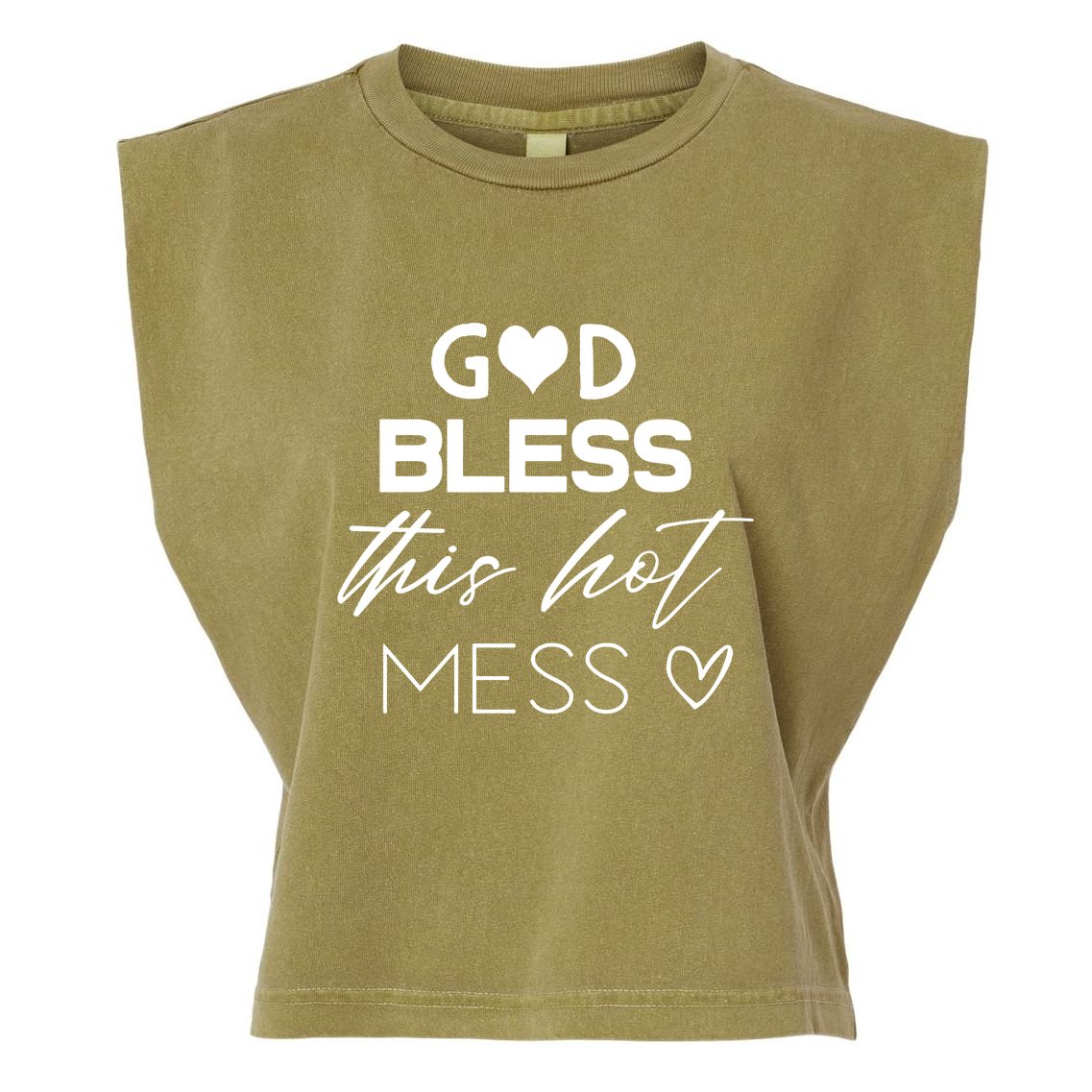 God Bless This Hot Mess Garment-Dyed Women's Muscle Tee