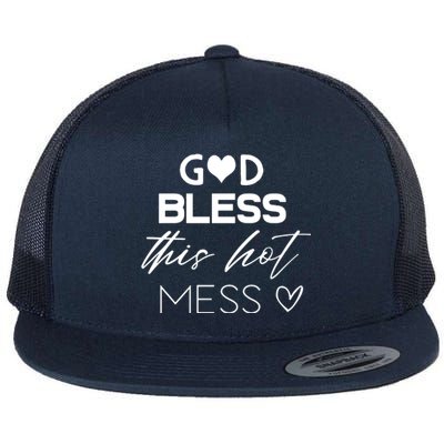 God Bless This Hot Mess Flat Bill Trucker Hat