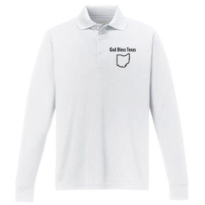 God Bless Texas Ohio Performance Long Sleeve Polo