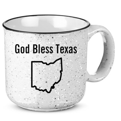 God Bless Texas Ohio 15oz Campfire Ceramic Mug