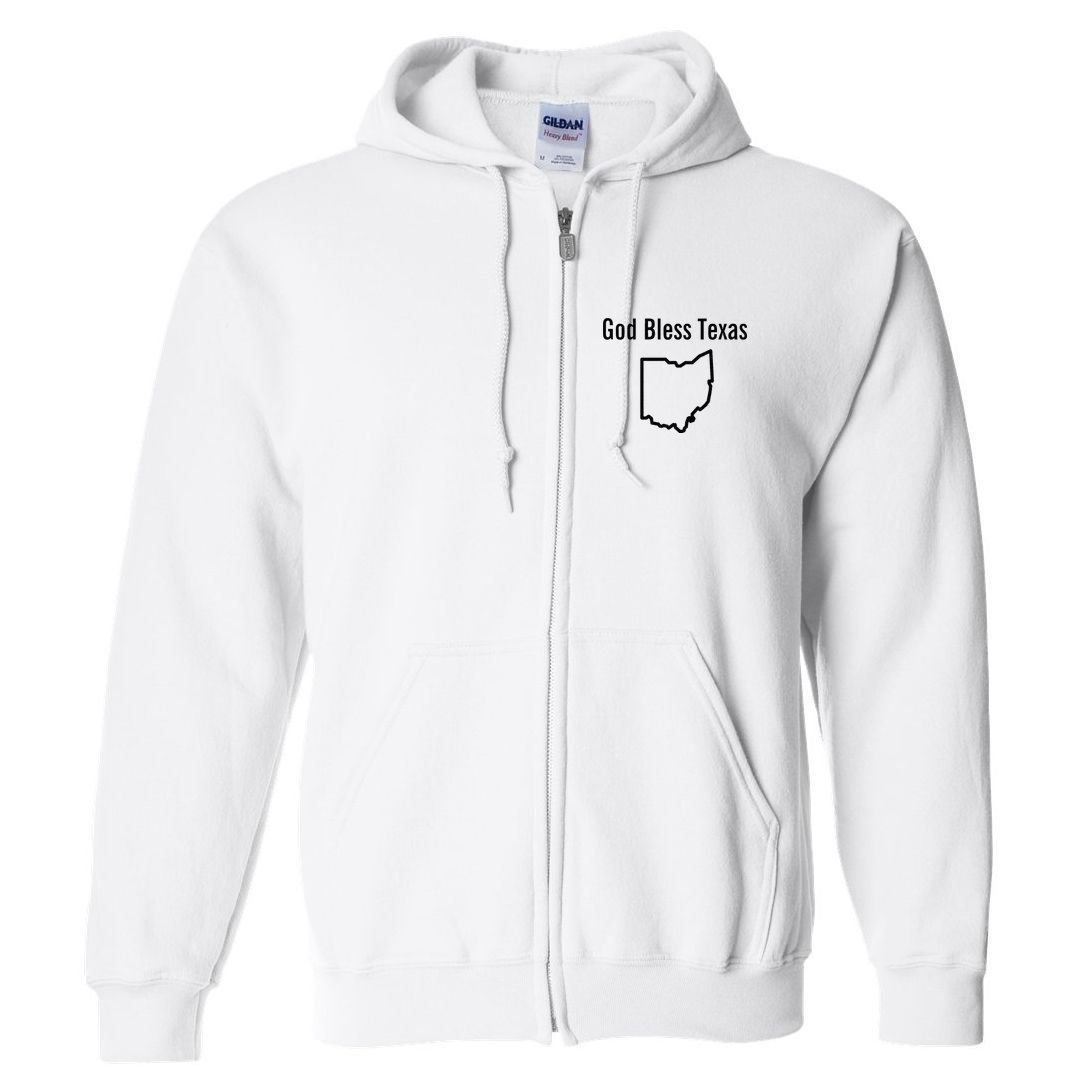God Bless Texas Ohio Full Zip Hoodie