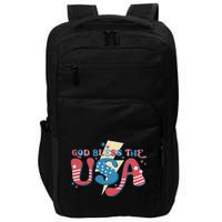 God Bless The USA American Flag Patriotic Retro 4th Of July Gift Impact Tech Backpack