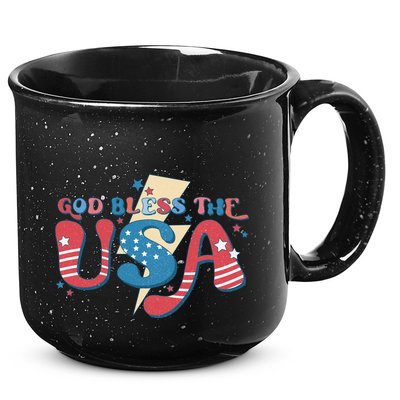 God Bless The USA American Flag Patriotic Retro 4th Of July Gift 15oz Campfire Ceramic Mug
