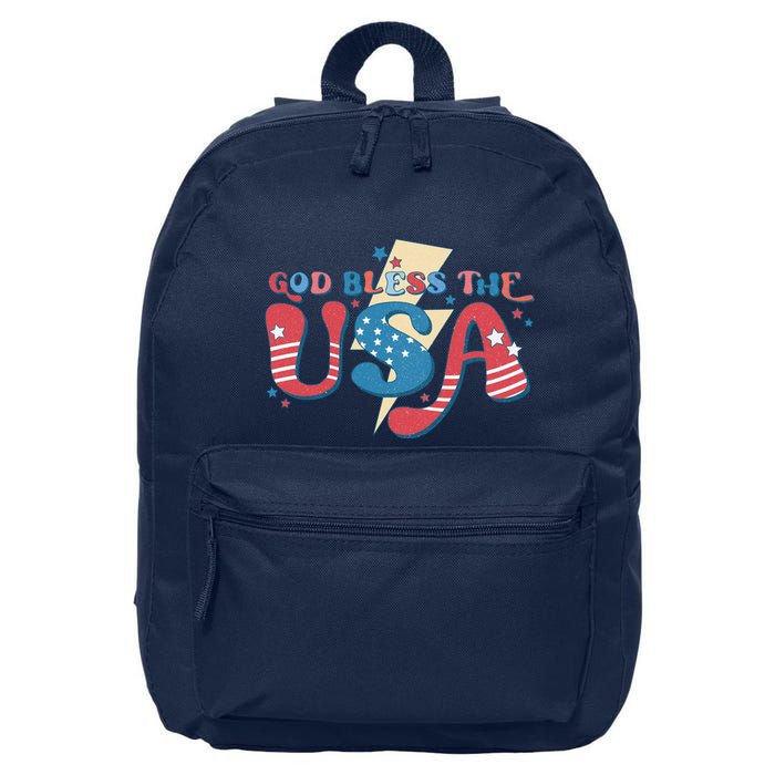 God Bless The USA American Flag Patriotic Retro 4th Of July Gift 16 in Basic Backpack