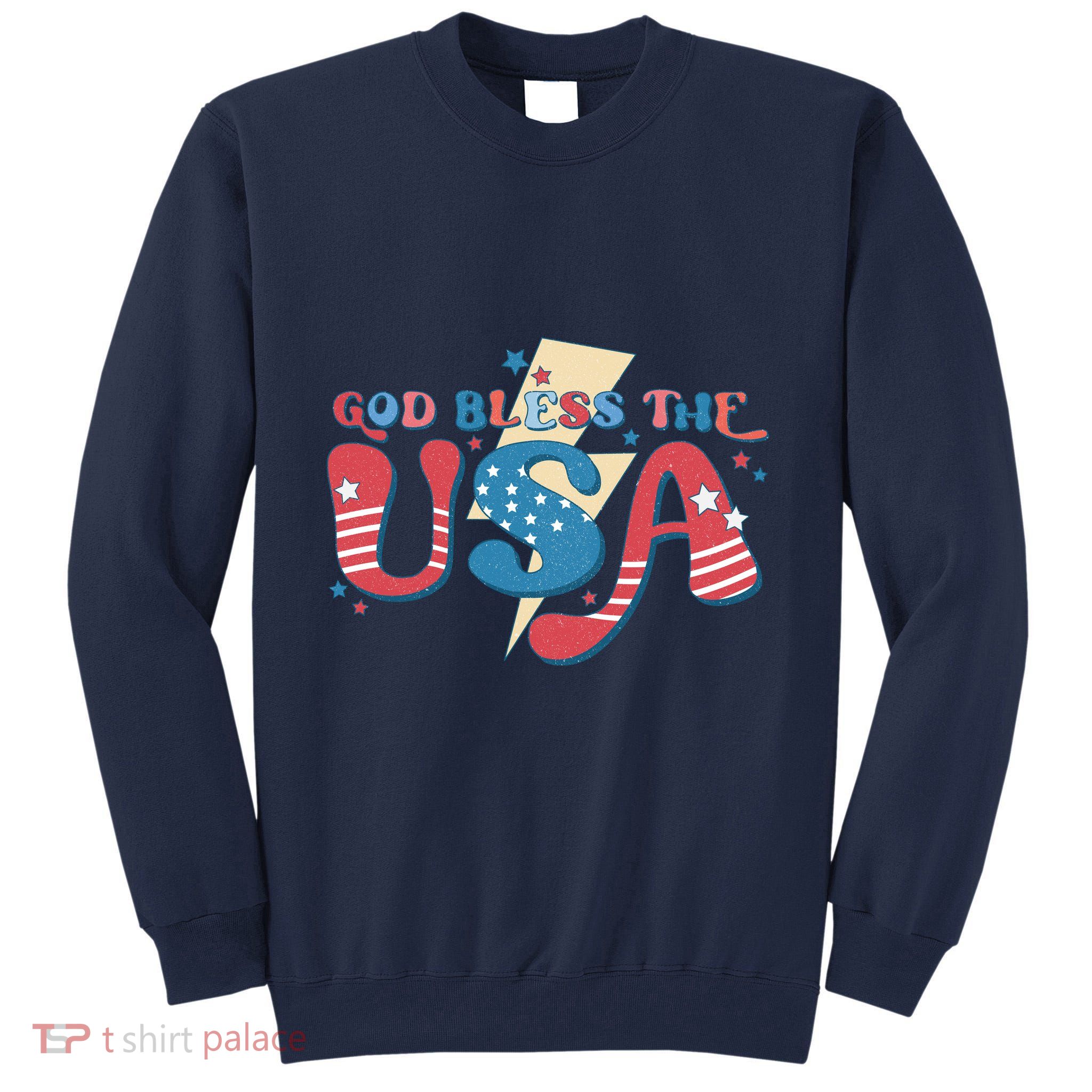 God Bless The USA American Flag Patriotic Retro 4th Of July Gift Tall Sweatshirt