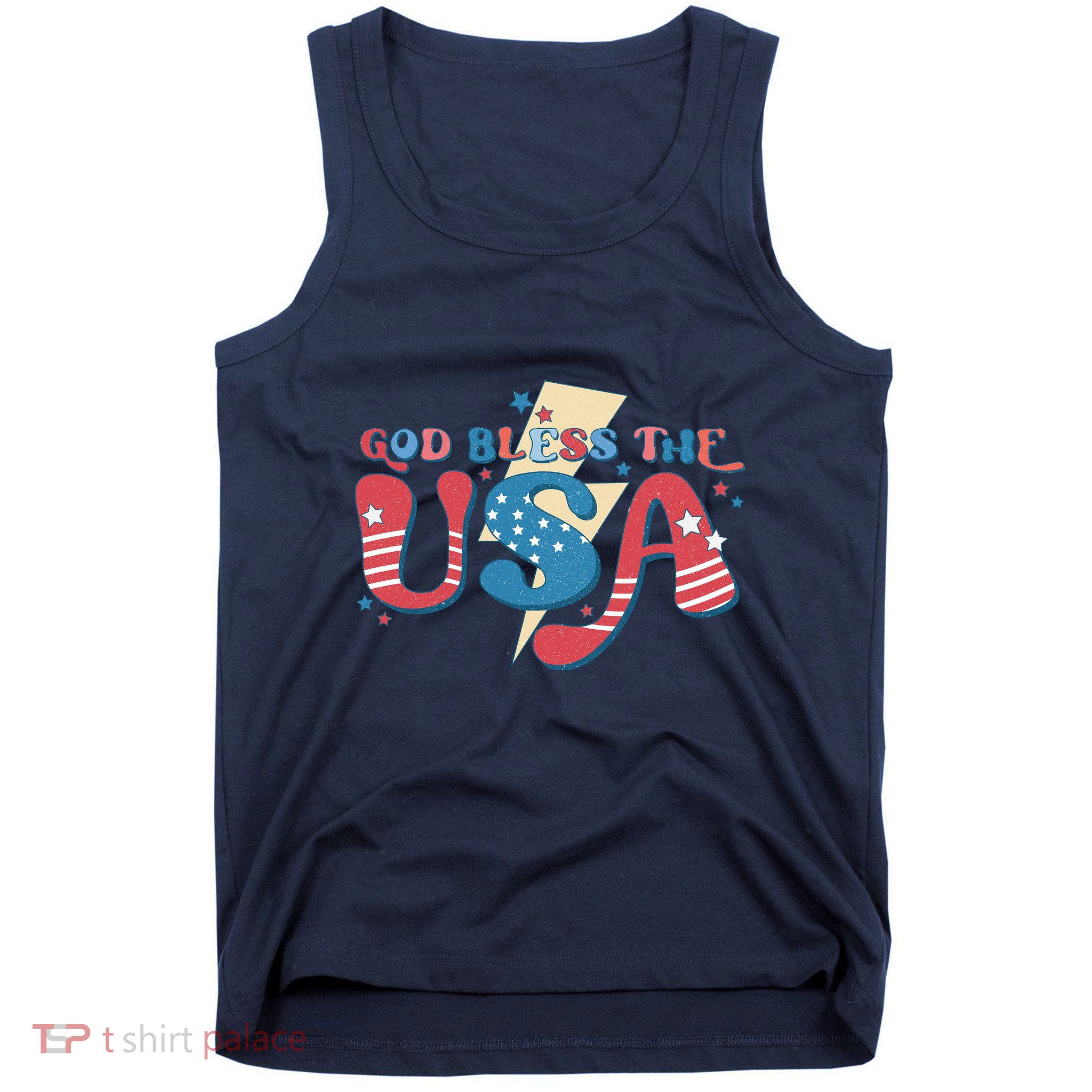 God Bless The USA American Flag Patriotic Retro 4th Of July Gift Tank Top