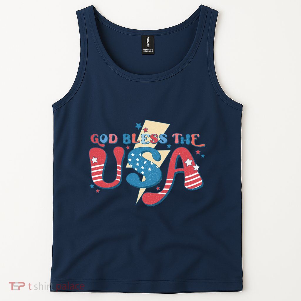 God Bless The USA American Flag Patriotic Retro 4th Of July Gift Tank Top