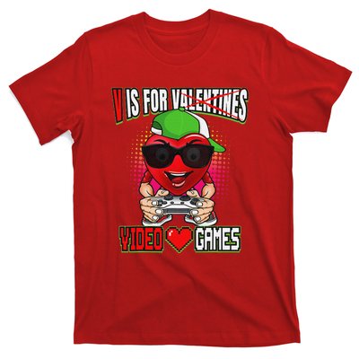 Gamer Boy Teen Valentines Day V Is For Video Games T-Shirt