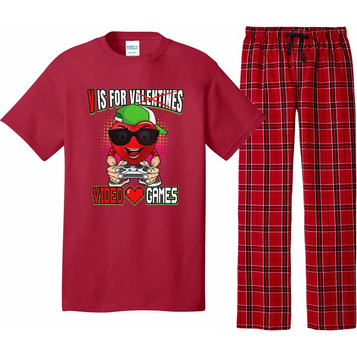 Gamer Boy Teen Valentines Day V Is For Video Games Pajama Set