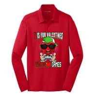 Gamer Boy Teen Valentines Day V Is For Video Games Silk Touch Performance Long Sleeve Polo