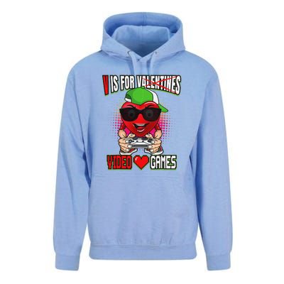 Gamer Boy Teen Valentines Day V Is For Video Games Unisex Surf Hoodie