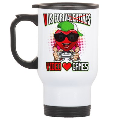 Gamer Boy Teen Valentines Day V Is For Video Games Stainless Steel Travel Mug