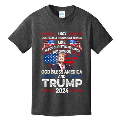 God Bless Trump 2024 America Jesus Christ Is My Lord Kids T-Shirt