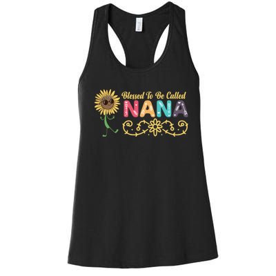 Grandma Blessed To Be Called Nana Floral Nana MotherS Day Women's Racerback Tank