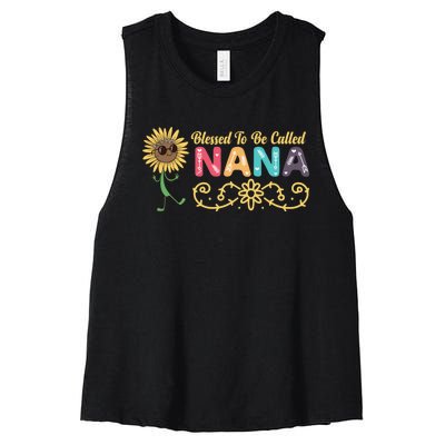 Grandma Blessed To Be Called Nana Floral Nana MotherS Day Women's Racerback Cropped Tank