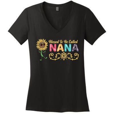 Grandma Blessed To Be Called Nana Floral Nana MotherS Day Women's V-Neck T-Shirt