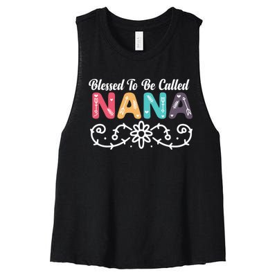 Grandma Blessed To Be Called Nana Floral Nana MotherS Day Women's Racerback Cropped Tank