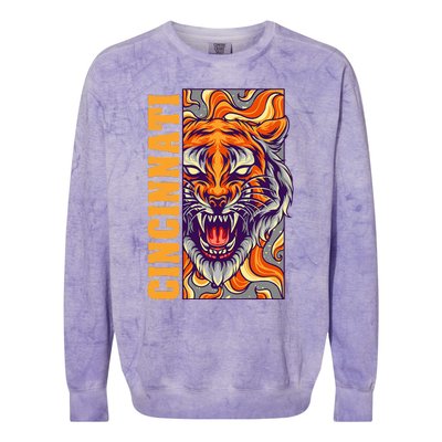 Growling Bengal Tiger Colorblast Crewneck Sweatshirt