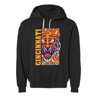 Growling Bengal Tiger Garment-Dyed Fleece Hoodie