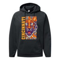 Growling Bengal Tiger Performance Fleece Hoodie