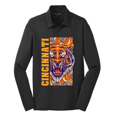 Growling Bengal Tiger Silk Touch Performance Long Sleeve Polo