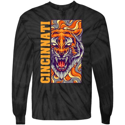 Growling Bengal Tiger Tie-Dye Long Sleeve Shirt